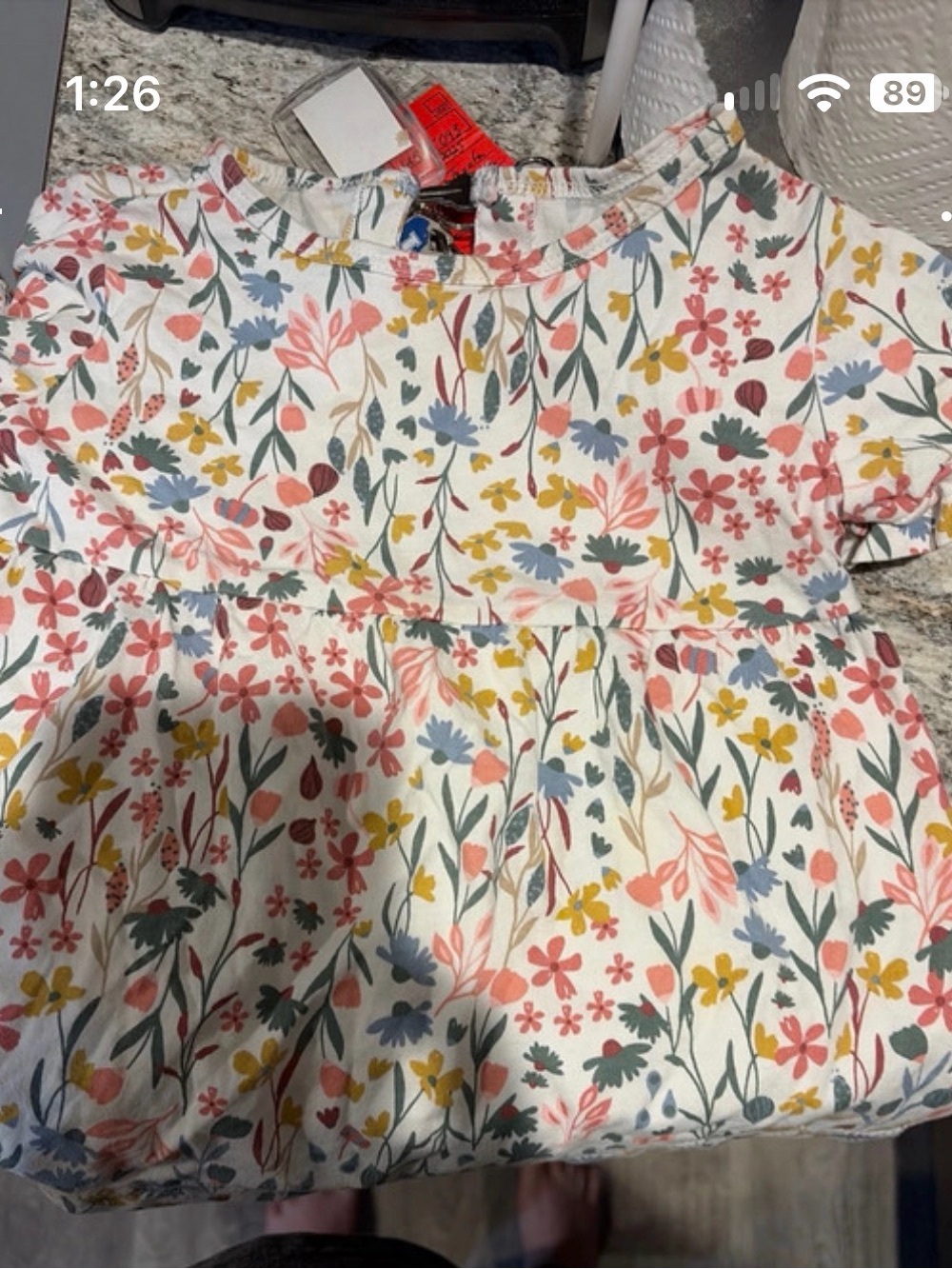 Carter's Cream Floral Cotton Dress with Pink, Yellow, Blue & Green Accents